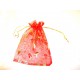 Red Tulip Design Organza Favour Bags (Pack of 12)